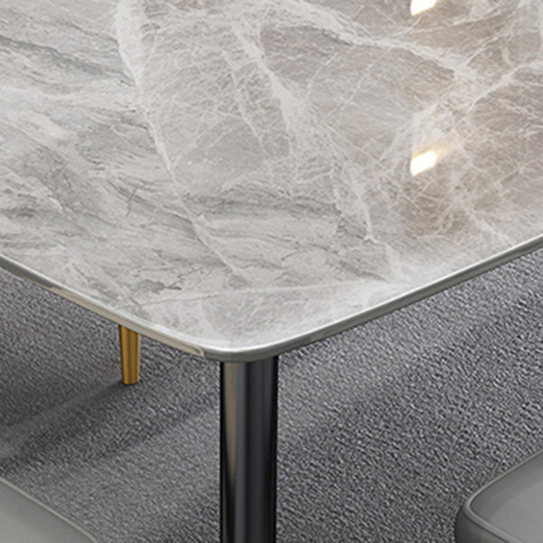 Table à manger en pierre industrielle industrielle table rectangle de base en acier en carbone pour la maison
