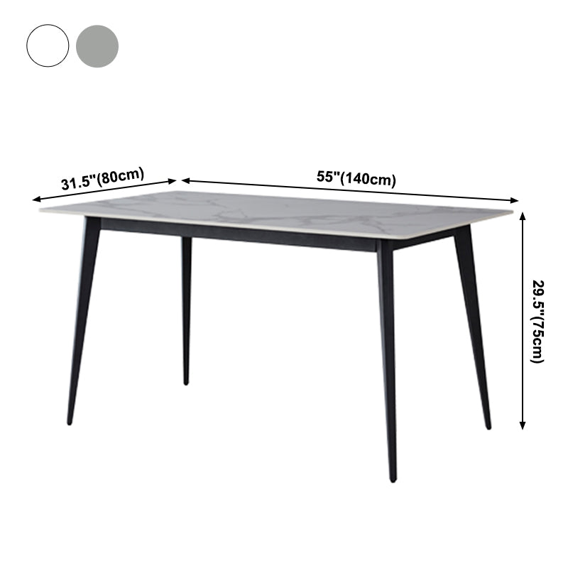 Industrial Sintered Stone 55 "breiter Esstisch Rechteckform Tabelle mit 4 Beinen Basis