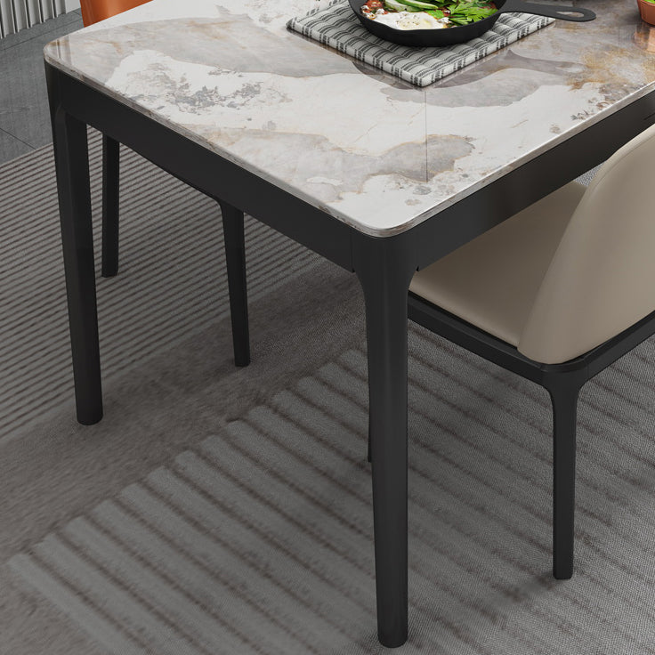 Tavolo da pranzo a 4 gambe in stile moderno tavolo fisso a tre colori di pietra sinterizzata