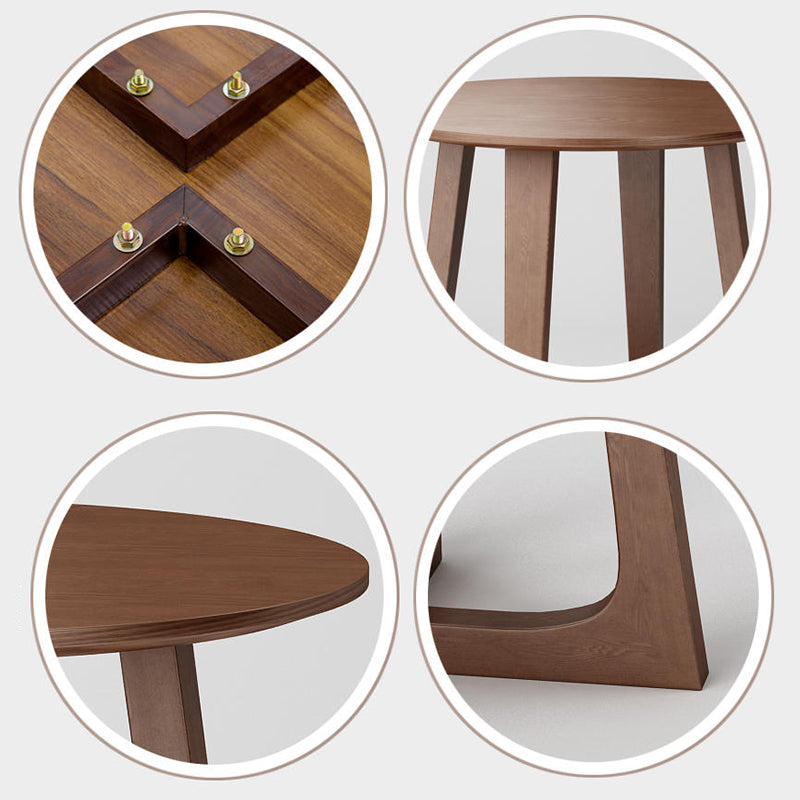 Round Double Pedestal Casual Dining Table Wood Color Fixed Table with Ashwood Solid Wood