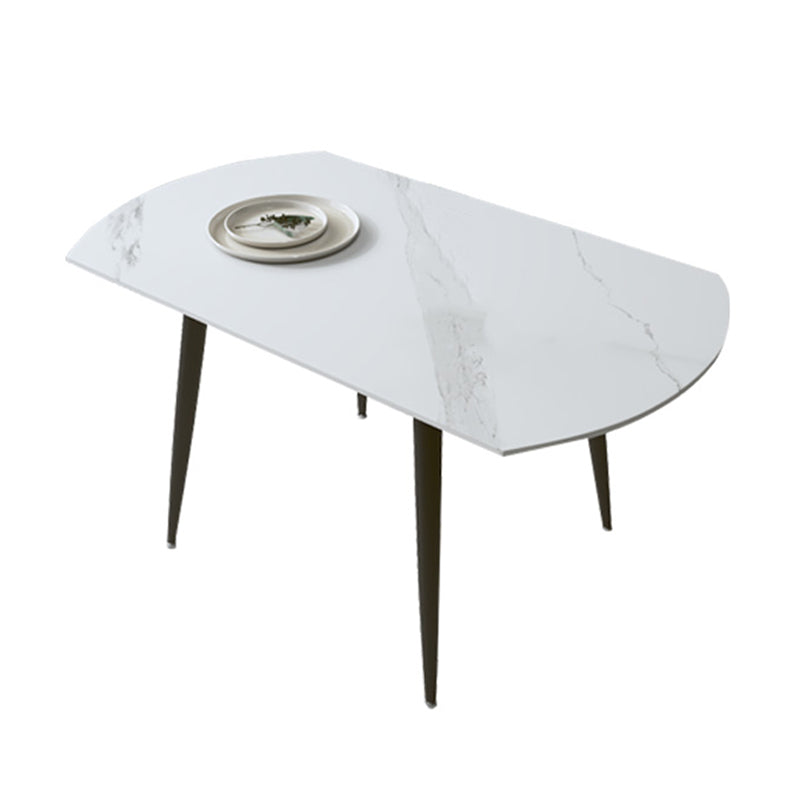Modern Sintered Stone Dinner Table Round Table with Black Frame for Kitchen