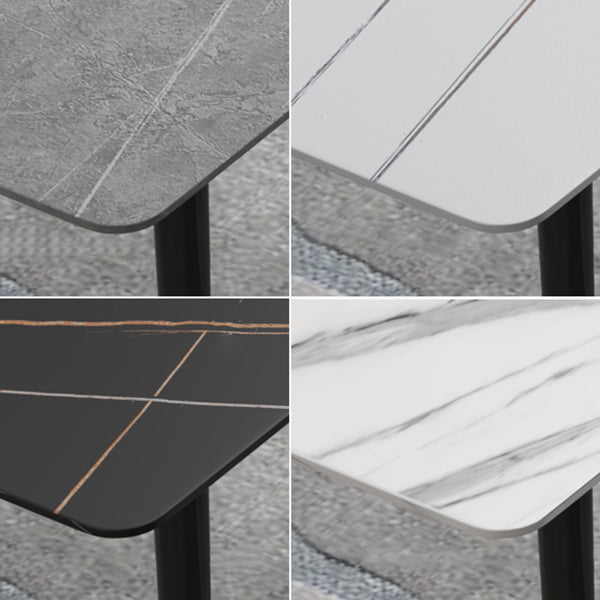 Modern Sintered Stone Dinner Table Round Table with Black Frame for Kitchen