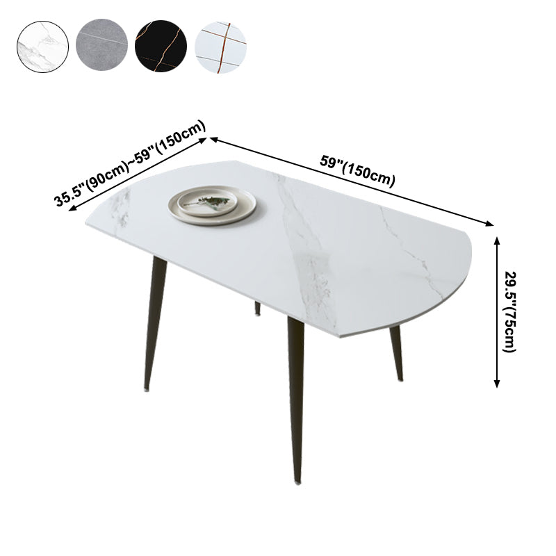 Modern Sintered Stone Dinner Table Round Table with Black Frame for Kitchen