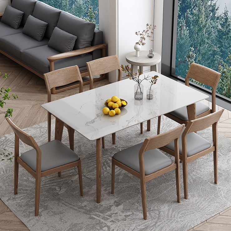 Mesa de comedor de piedra sinterizada industrial Mesa de comedor de cocina rectangular con 4 patas base