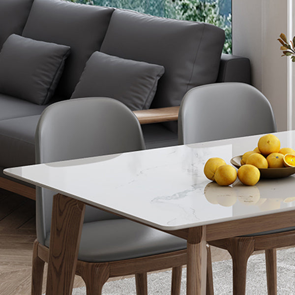 Mesa de comedor de piedra sinterizada industrial Mesa de comedor de cocina rectangular con 4 patas base