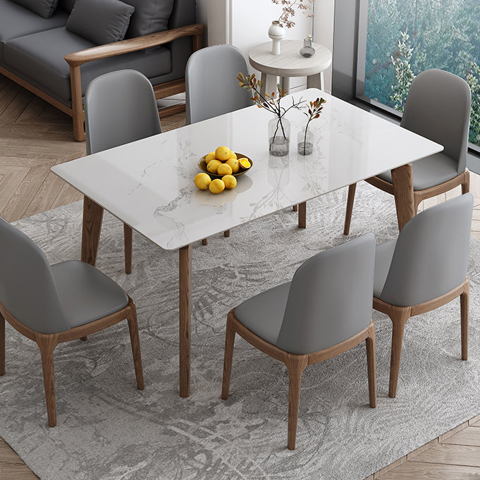 Mesa de comedor de piedra sinterizada industrial Mesa de comedor de cocina rectangular con 4 patas base