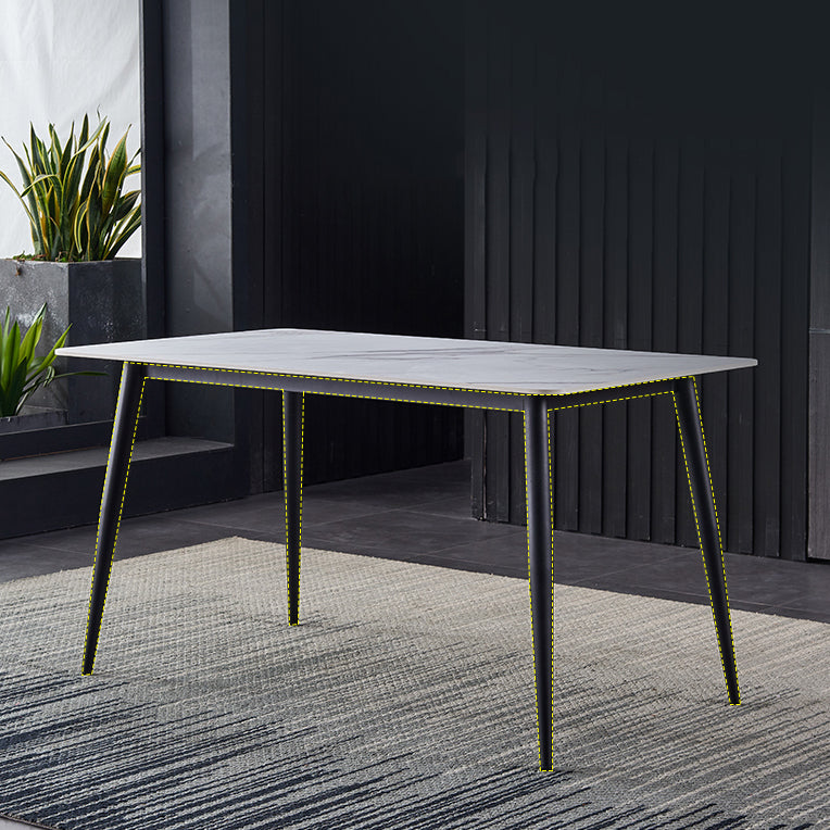 Metal Industrial Rectangle Dining Table Sintered Stone Table for Dining Room