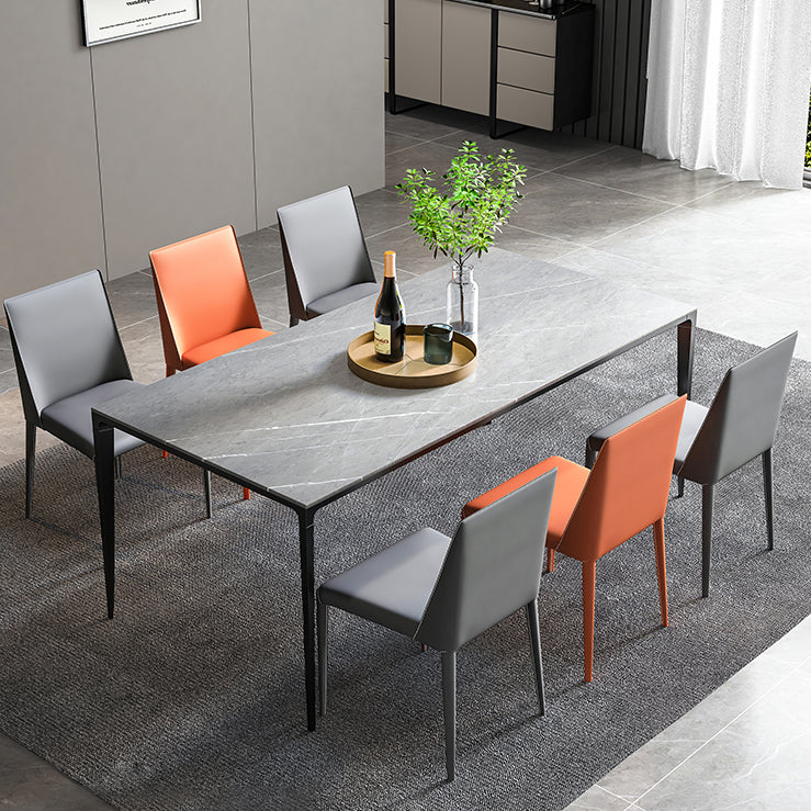 Metal Industrial Rectangle Dining Table Sintered Stone Table for Dining Room