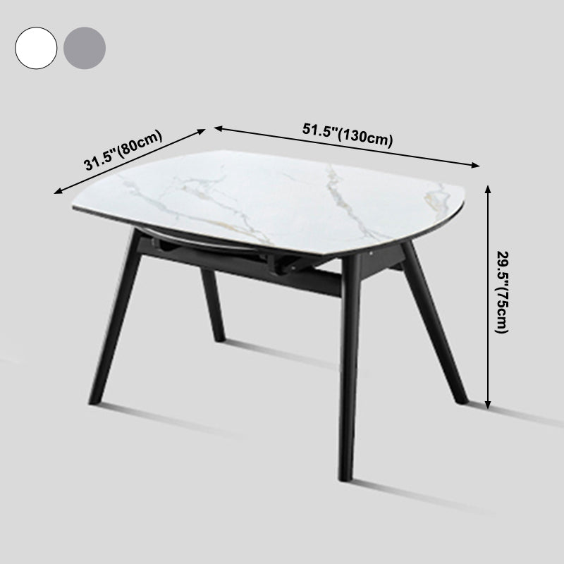Moderner gesinterter Stein Esstisch 51.18 "runder Dropblatttisch mit schwarzem Rahmen