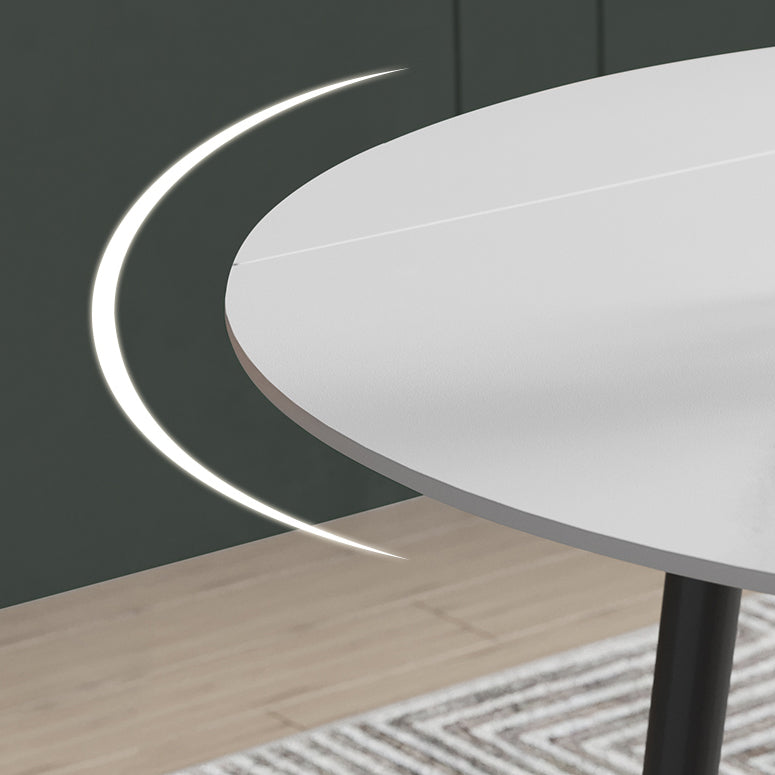 Modern Style Sintered Stone Dining Table 51.18'' Round Drop-Leaf Table with 4 Legs
