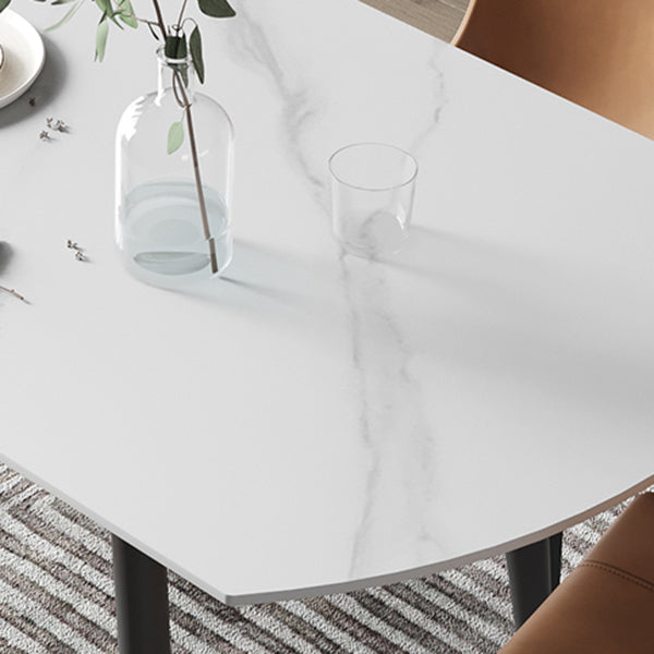 Modern Style Sintered Stone Dining Table 51.18'' Round Drop-Leaf Table with 4 Legs