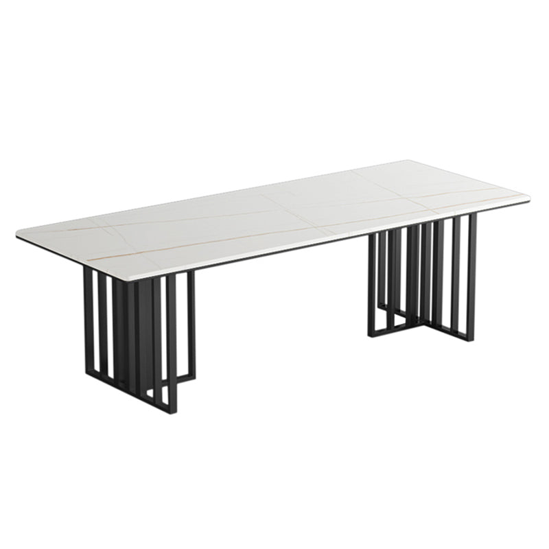 Metal Traditional Luxury Rectangle Table Sintered Stone Indoor Table for Kitchen and Dining Room