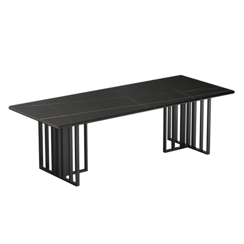 Metal Traditional Luxury Rectangle Table Sintered Stone Indoor Table for Kitchen and Dining Room