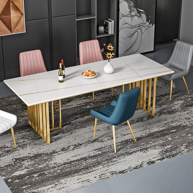 Metal Traditional Luxury Rectangle Table Sintered Stone Indoor Table for Kitchen and Dining Room