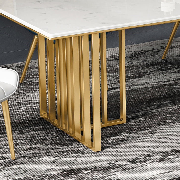 Metal Traditional Luxury Rectangle Table Sintered Stone Indoor Table for Kitchen and Dining Room