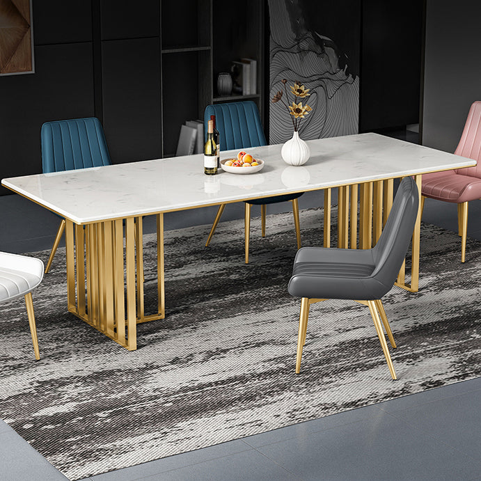Metal Traditional Luxury Rectangle Table Sintered Stone Indoor Table for Kitchen and Dining Room