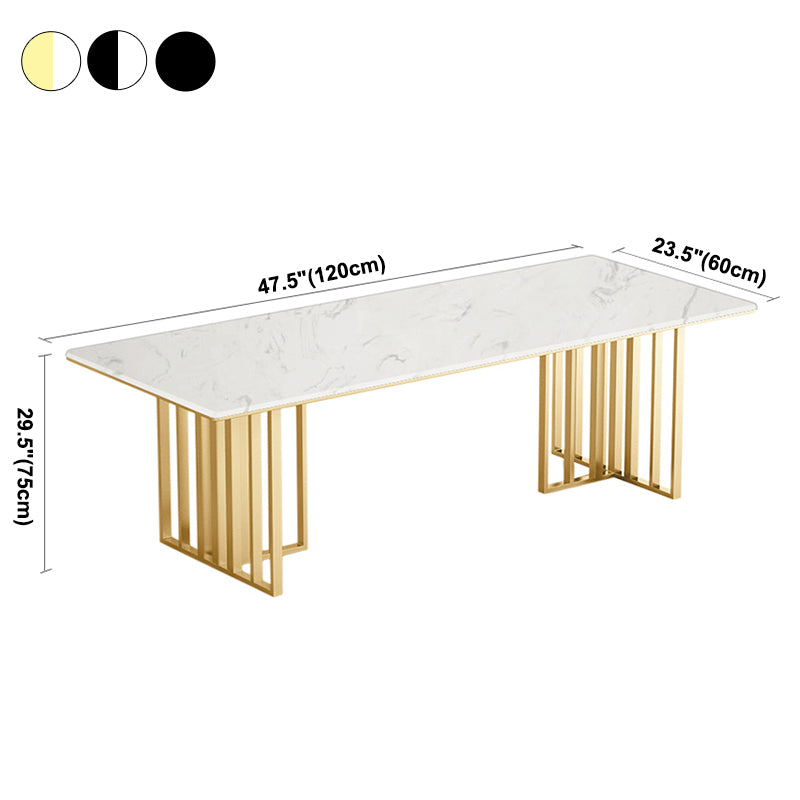 Metal Traditional Luxury Rectangle Table Sintered Stone Indoor Table for Kitchen and Dining Room