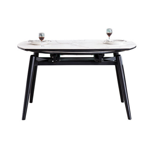 Meubles de style contemporain Table du site à manger ronde de 4 pieds avec feuille de goutte