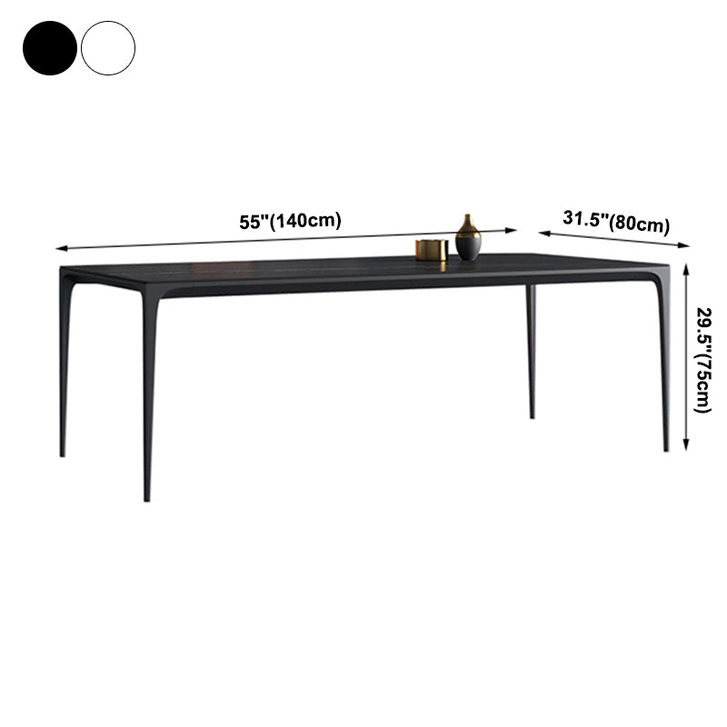 Eenvoudige keuken rechthoekige vorm eettafel gesinterde stenen top eettafel met 4 potenbasis