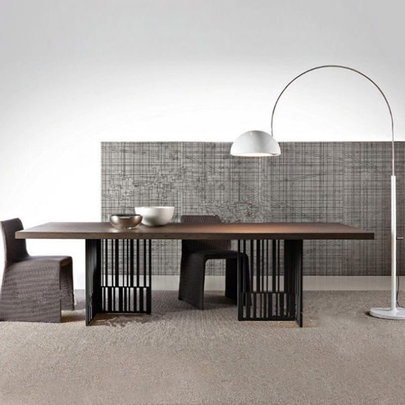 Mesa de comedor rectangular industrial de metal mesa de comedor de madera para cocina