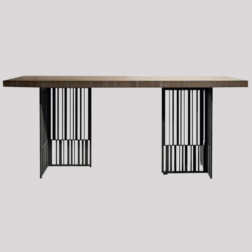 Mesa de comedor rectangular industrial de metal mesa de comedor de madera para cocina
