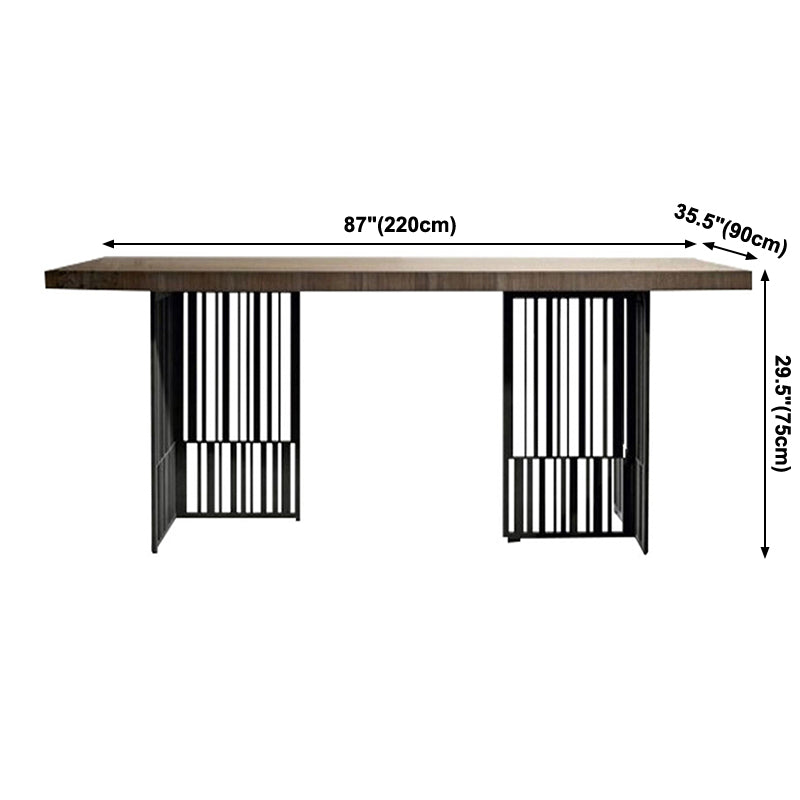 Mesa de comedor rectangular industrial de metal mesa de comedor de madera para cocina