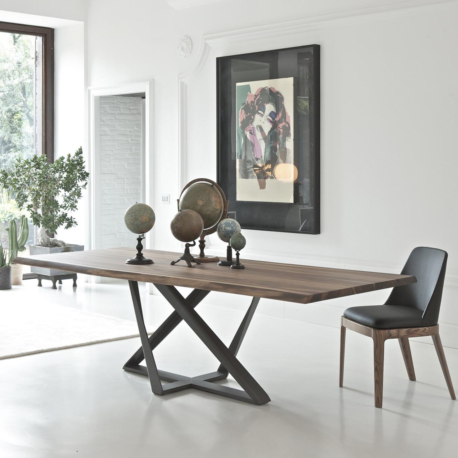 Metal Industrial Rectangle Dining Table Solid Wood Table for Dining Room and Kitchen