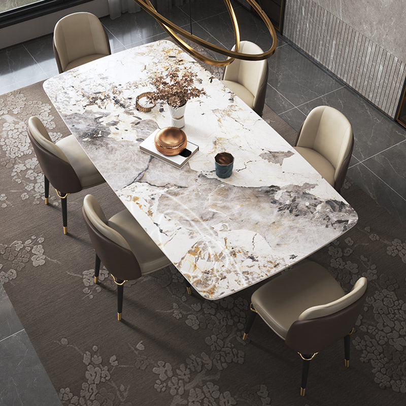 Metal Traditional Luxury Rectangle Table Sintered Stone Table for Dining Room and Kitchen