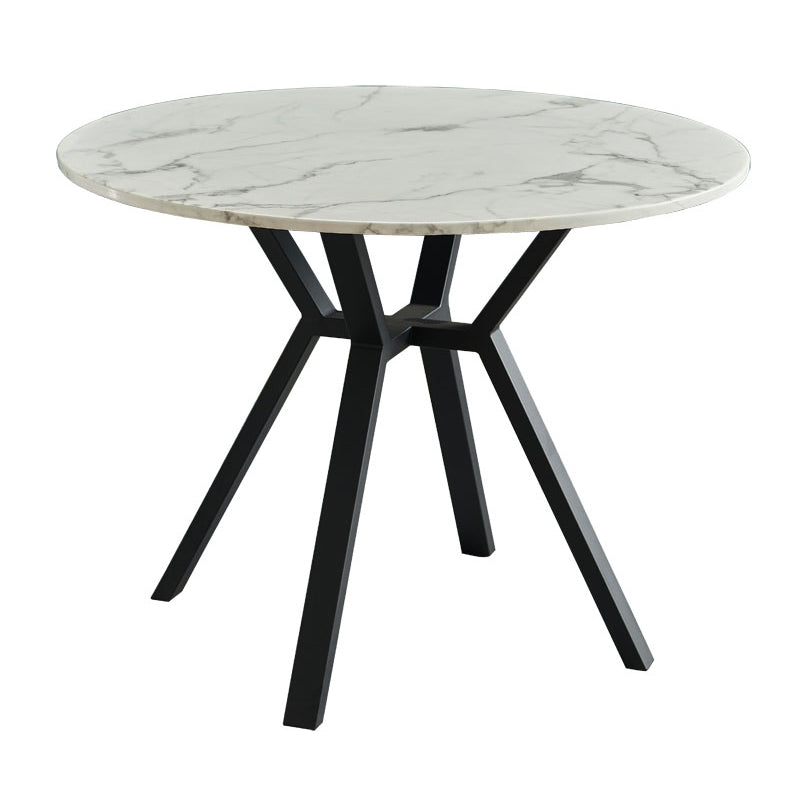 Mesa de comedor blanca de mármol redonda Simplicidad de 4 patas para comedor para comedor