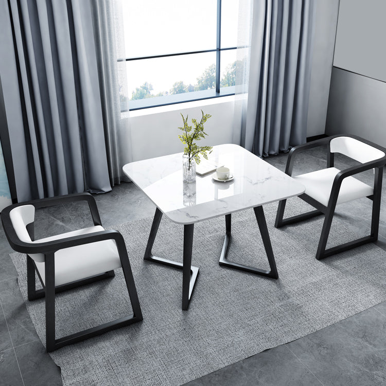Sintered Stone White Ton Esstisch Industrial Doppelpodest Tisch für Esszimmer