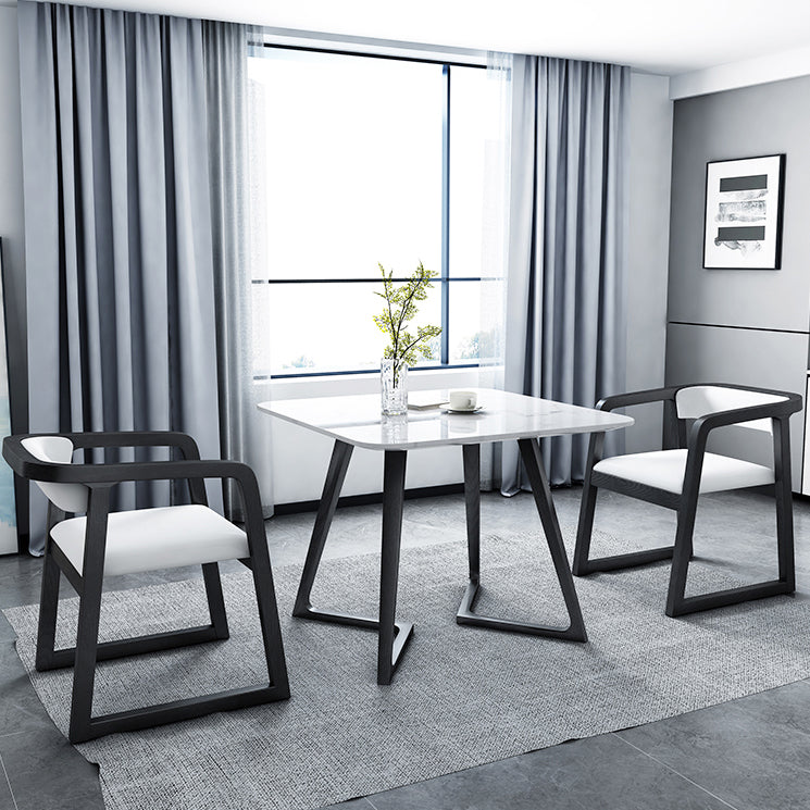 Sintered Stone White Ton Esstisch Industrial Doppelpodest Tisch für Esszimmer