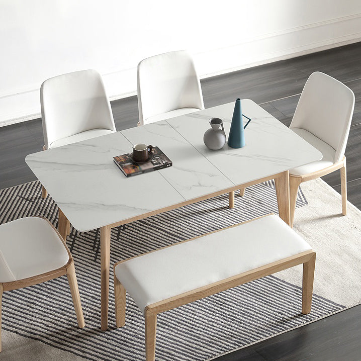 Rechthoekige uitschuifbare stenen eettafel Traditionele luxe dinettetafel met 1,20 meter