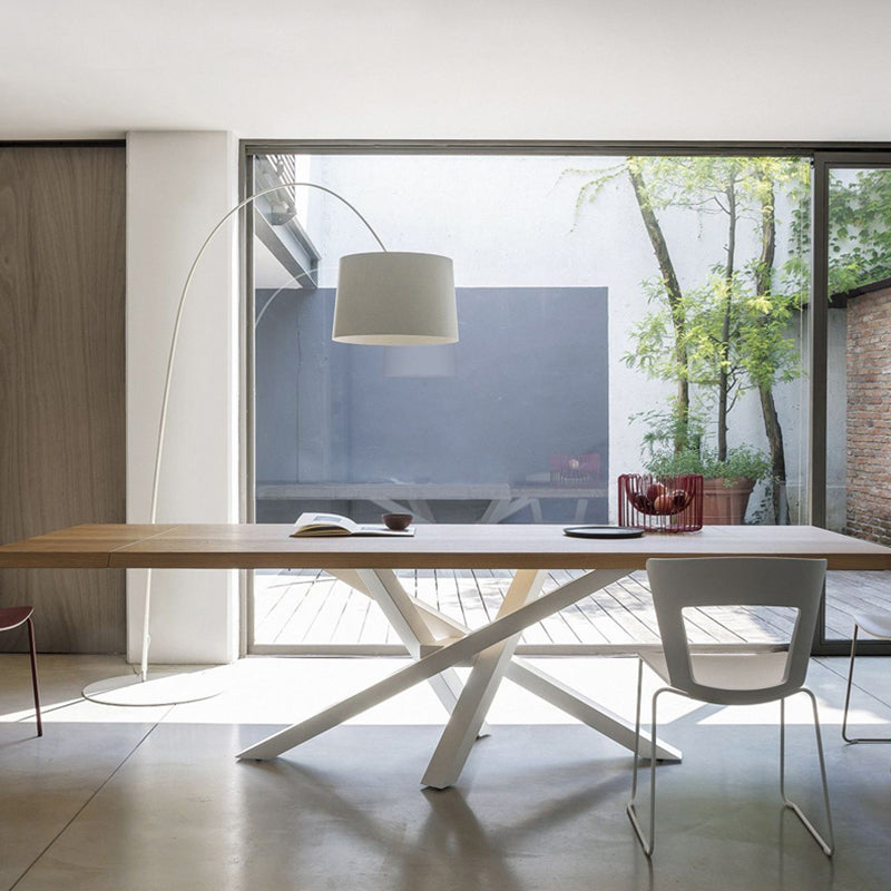 Mesa de comedor de madera maciza de pino, Pedestal único, Base metálica, mesa rectangular para el hogar