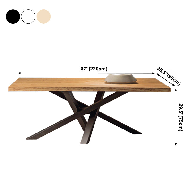 Mesa de comedor de madera maciza de pino, Pedestal único, Base metálica, mesa rectangular para el hogar