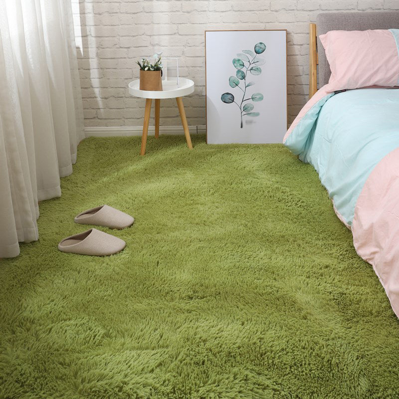 Simple Area Carpet Modern Solid Color Polyester Carpet Non-Slip Area Shag Rug for Living Room