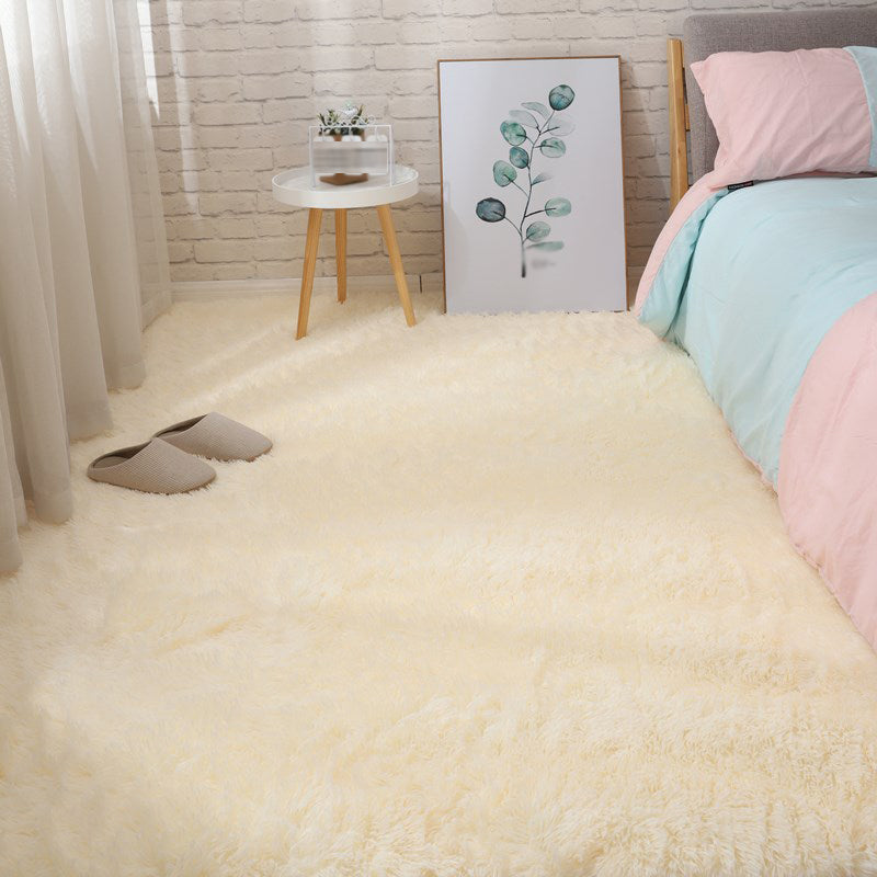 Simple Area Carpet Modern Solid Color Polyester Carpet Non-Slip Area Shag Rug for Living Room