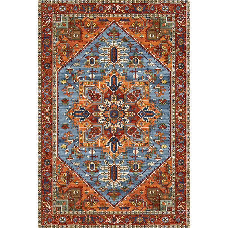 Moroccan Medallion Pattern Carpet Polyester Area Rug Stain Resistant Indoor Rug for Living Room