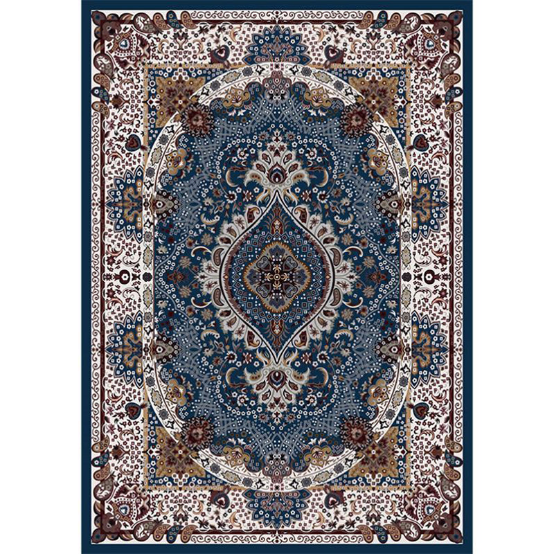Moroccan Medallion Pattern Carpet Polyester Area Rug Stain Resistant Indoor Rug for Living Room