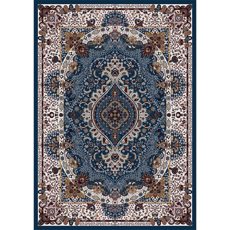 Moroccan Medallion Pattern Carpet Polyester Area Rug Stain Resistant Indoor Rug for Living Room