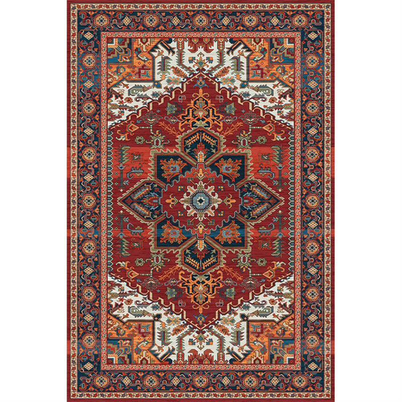 Moroccan Medallion Pattern Carpet Polyester Area Rug Stain Resistant Indoor Rug for Living Room