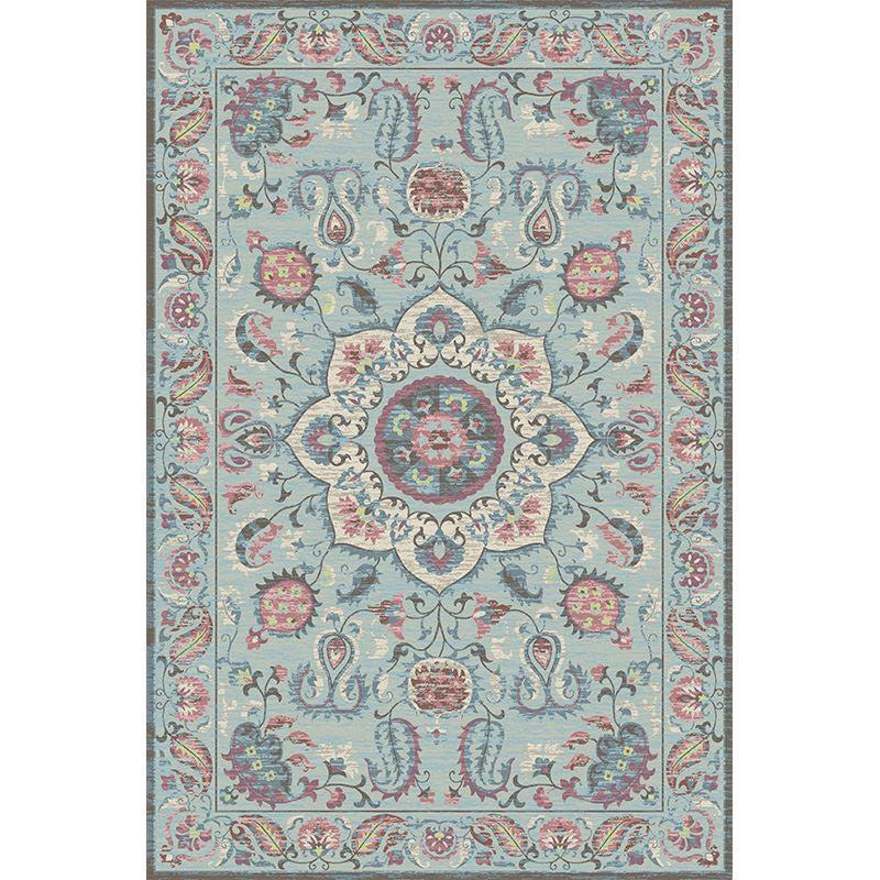 Moroccan Medallion Pattern Carpet Polyester Area Rug Stain Resistant Indoor Rug for Living Room