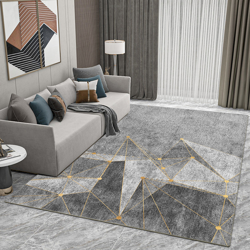 Gray Tone Gorgeous Rug Leisure Contrast Panel Carpet Stain Resistant Carpet for Living Room