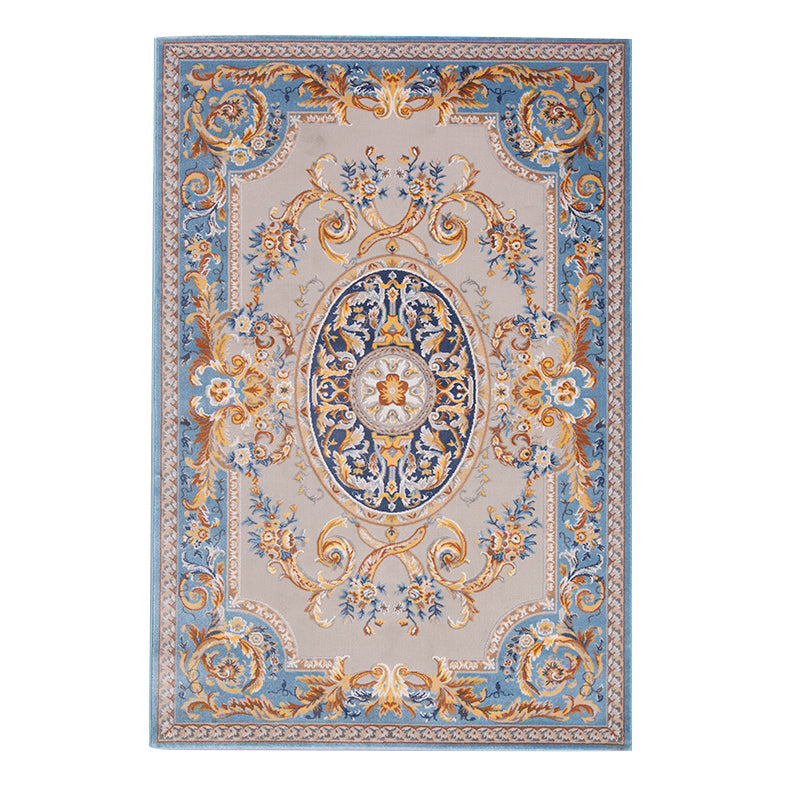 Moroccan Medallion Print Rug Polyester Area Carpet Stain Resistant Indoor Rug for Living Room