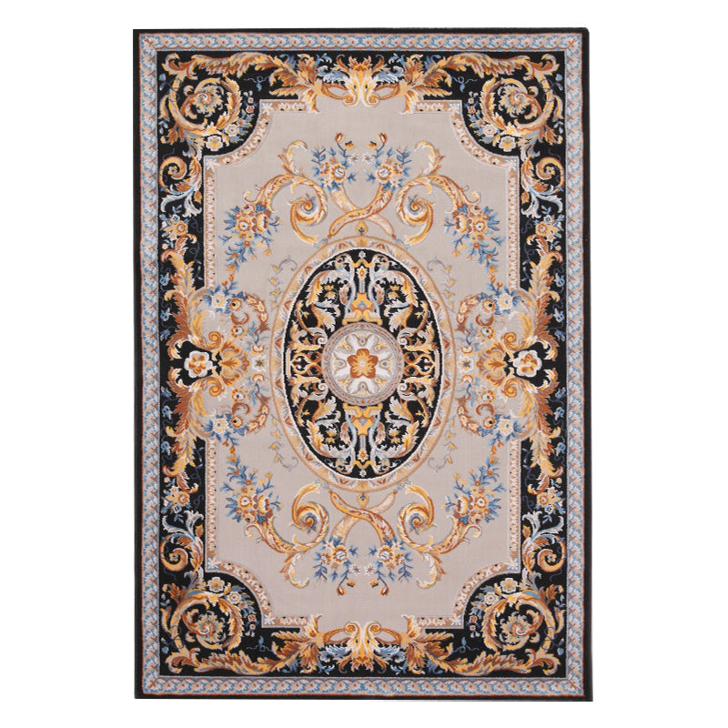 Moroccan Medallion Print Rug Polyester Area Carpet Stain Resistant Indoor Rug for Living Room