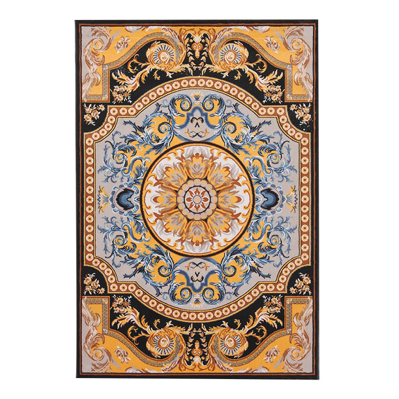 Moroccan Medallion Print Rug Polyester Area Carpet Stain Resistant Indoor Rug for Living Room