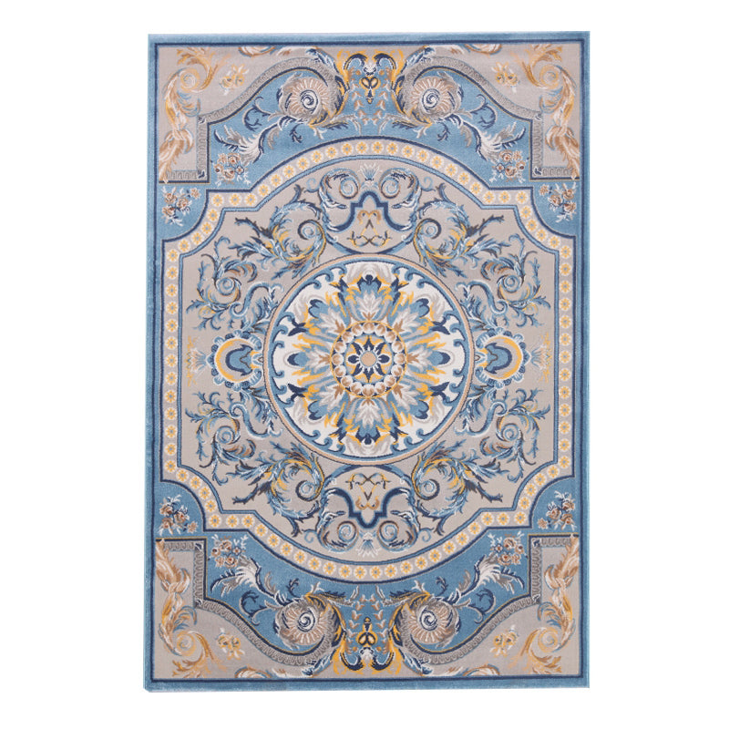 Moroccan Medallion Print Rug Polyester Area Carpet Stain Resistant Indoor Rug for Living Room