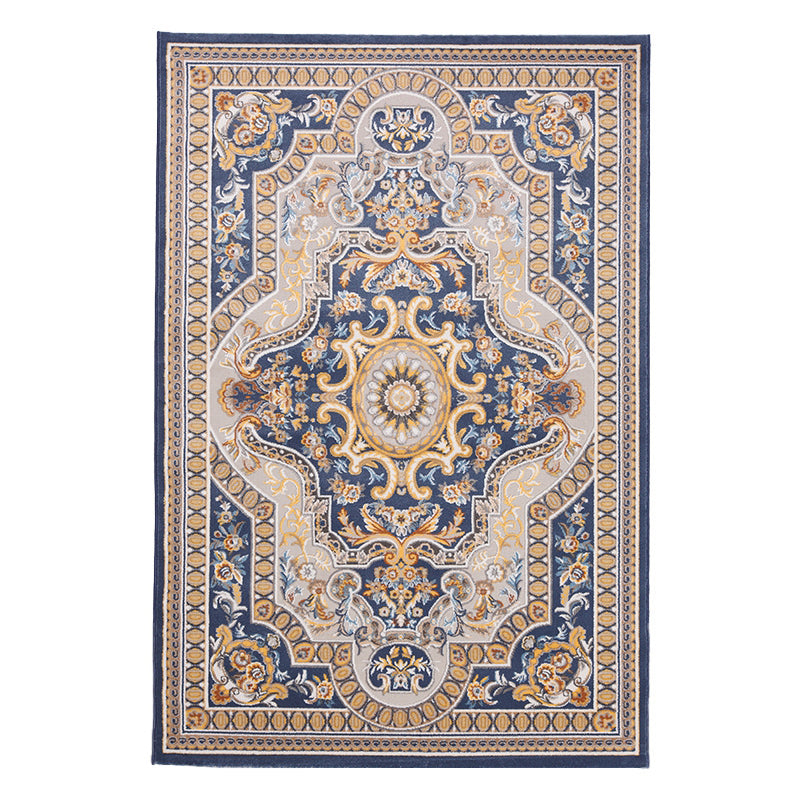 Moroccan Medallion Print Rug Polyester Area Carpet Stain Resistant Indoor Rug for Living Room