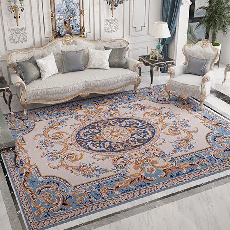 Moroccan Medallion Print Rug Polyester Area Carpet Stain Resistant Indoor Rug for Living Room