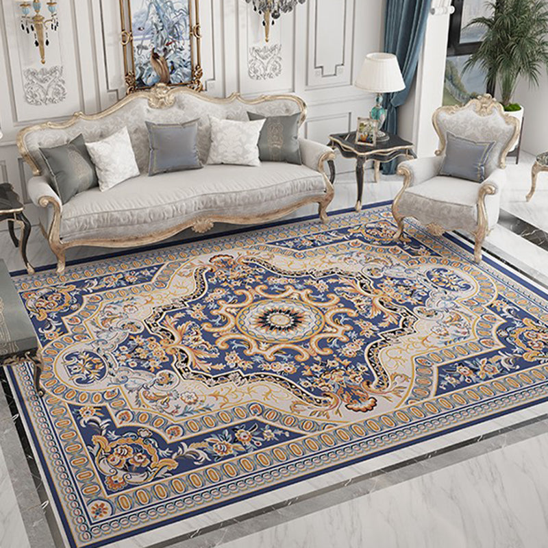 Moroccan Medallion Print Rug Polyester Area Carpet Stain Resistant Indoor Rug for Living Room