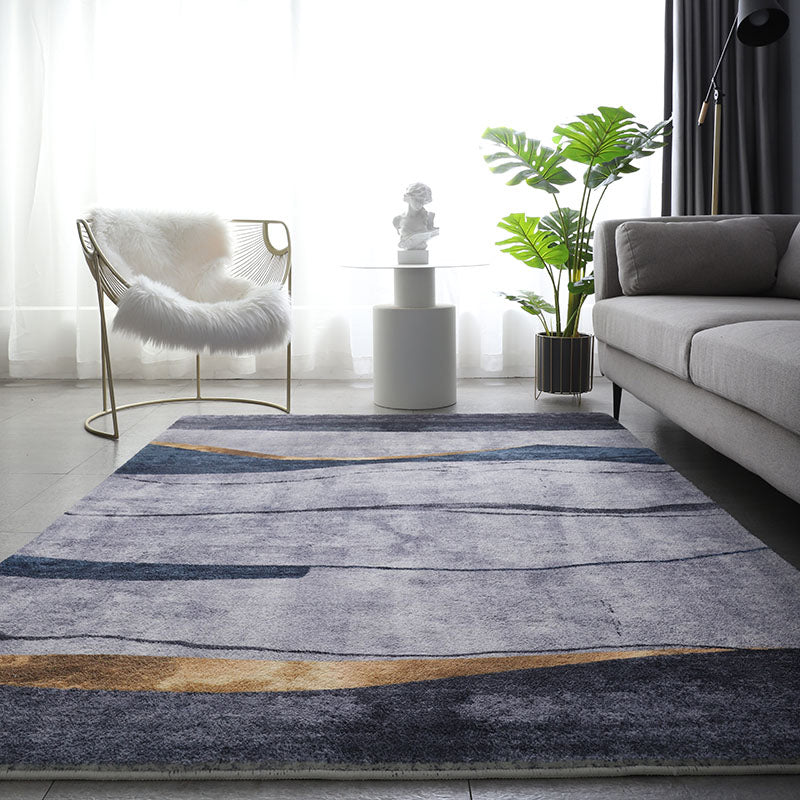 Moderne woonkamer tapijt blauw polyester gebied tapijt geometrisch patroon niet-slip achterste ruggebied tapijt
